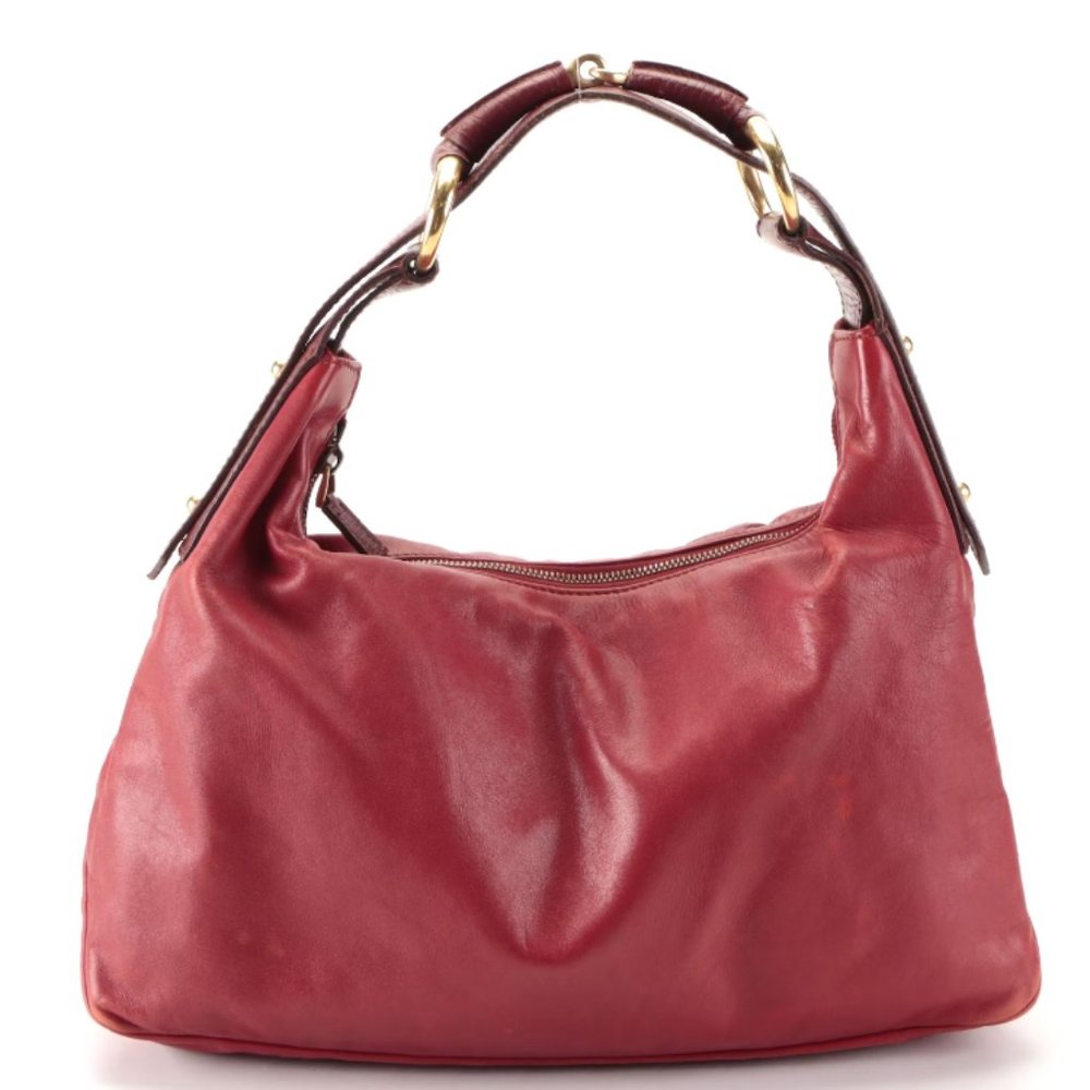 Gucci Horsebit Shoulder Bag in Red Leather